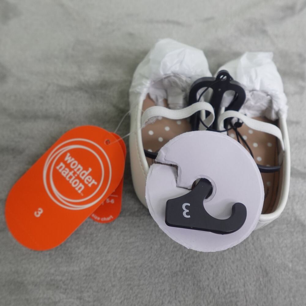 Wonder Nation Toddler Girls Size 3 Bow Ballet Flat Shoes White - Picture 2 of 11